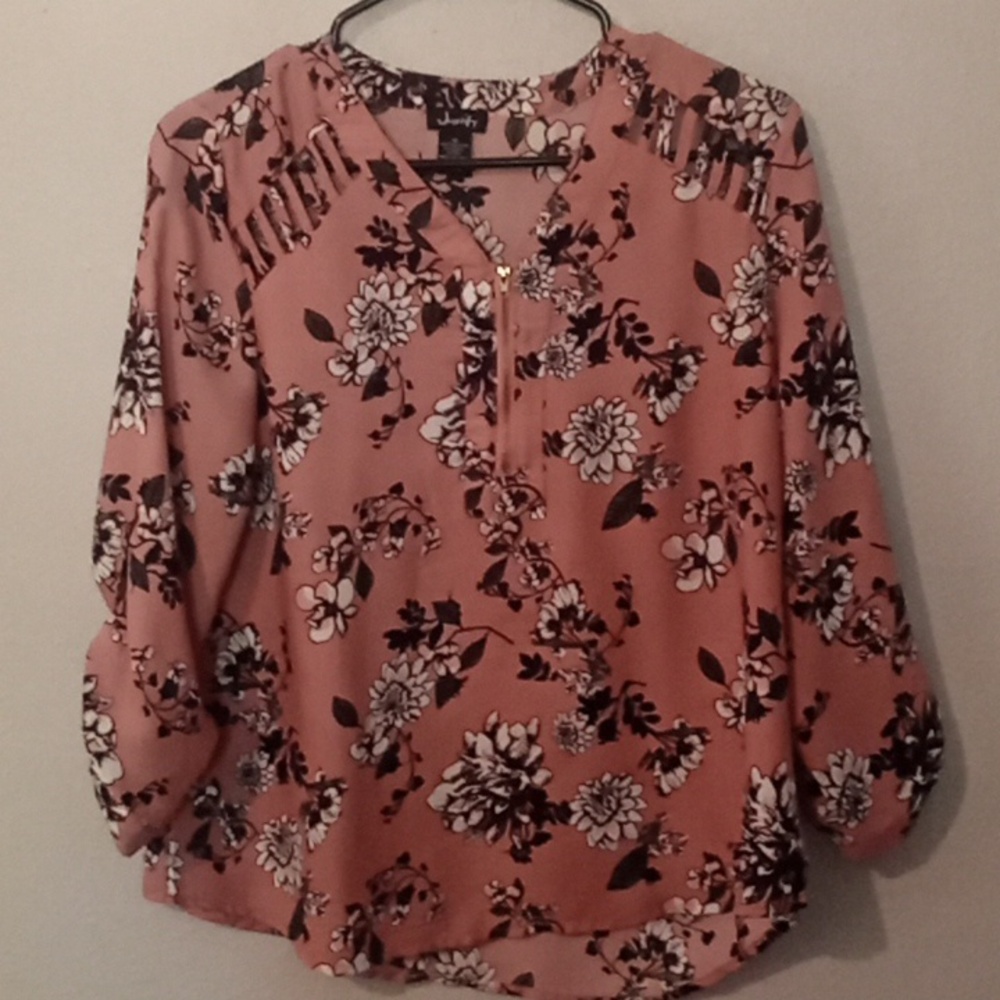 Pink, floral, front zipper from Justify